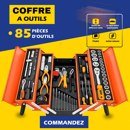 kit de 4 boîte à outils avec 85 pièces  outils ensemble d'outils  mécanique de réparation  manuel  AUTO MOTO GARAGE