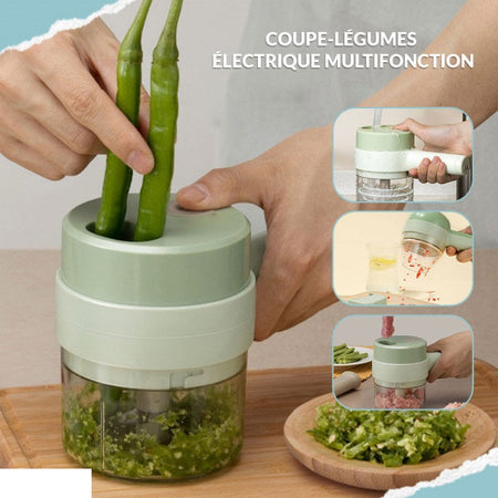 ENSEMBLE DE  COUPE-LÉGUMES ÉLECTRIQUE PORTATIF 4 EN 1