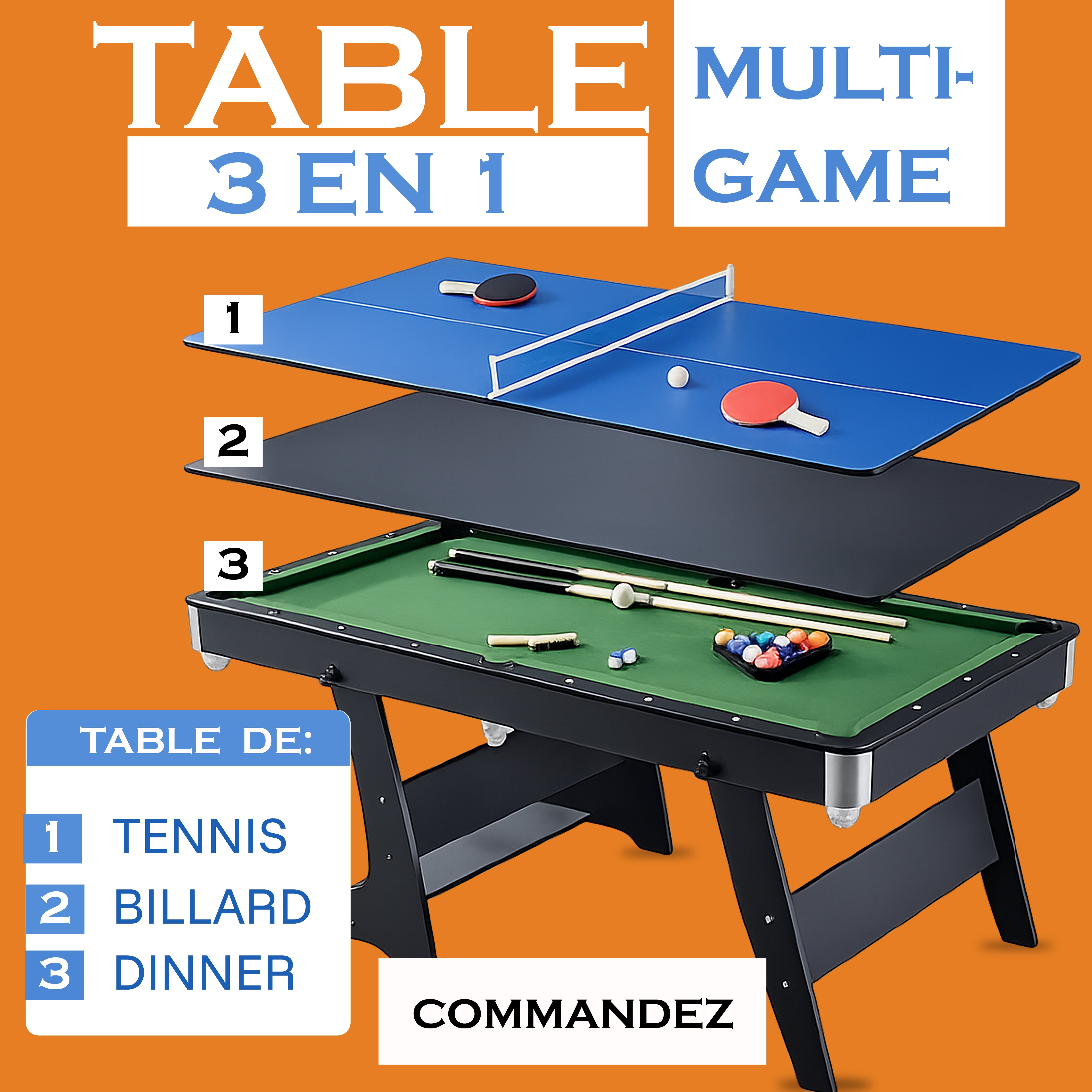 Jeu de billard pliable de table
