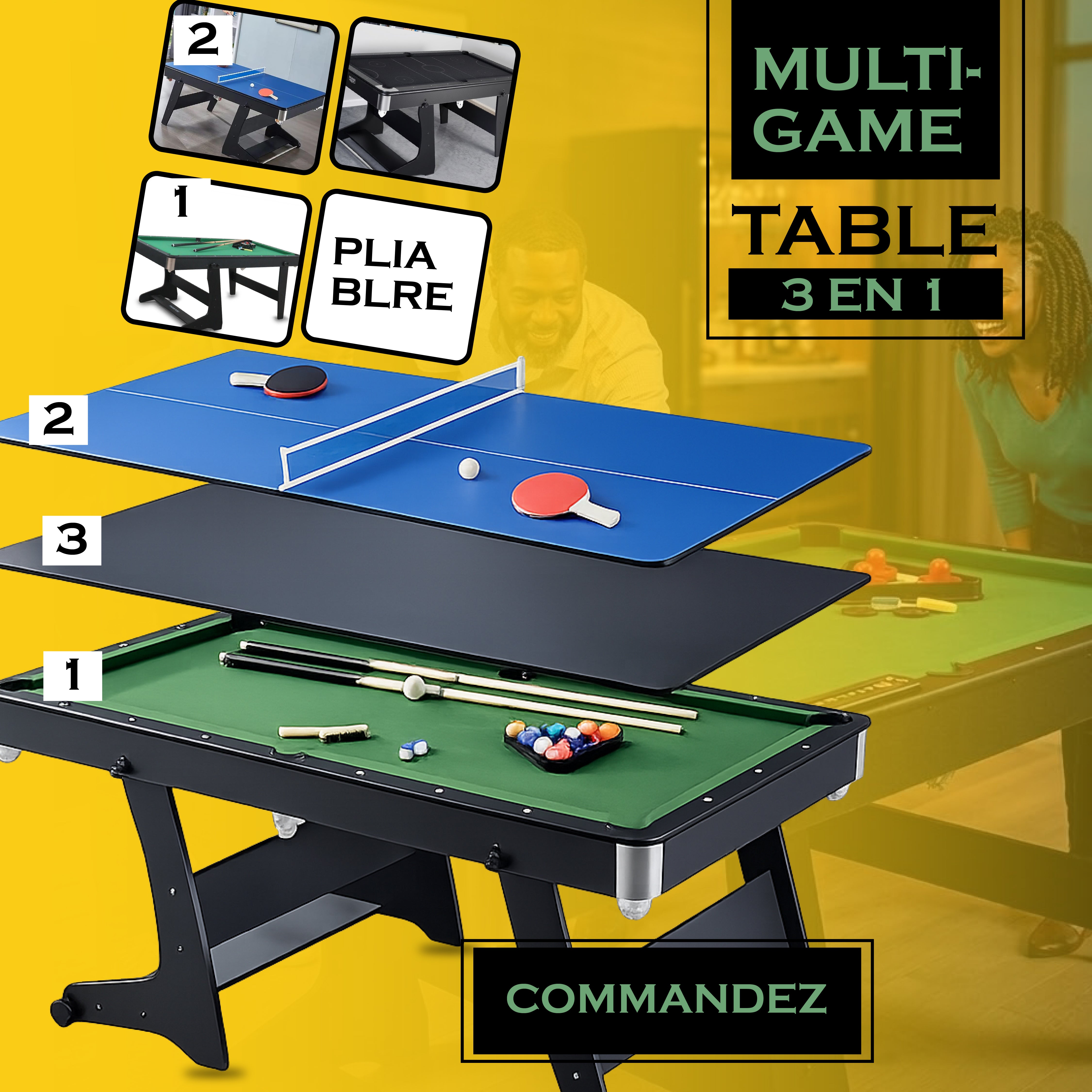 Jeu de billard pliable de table