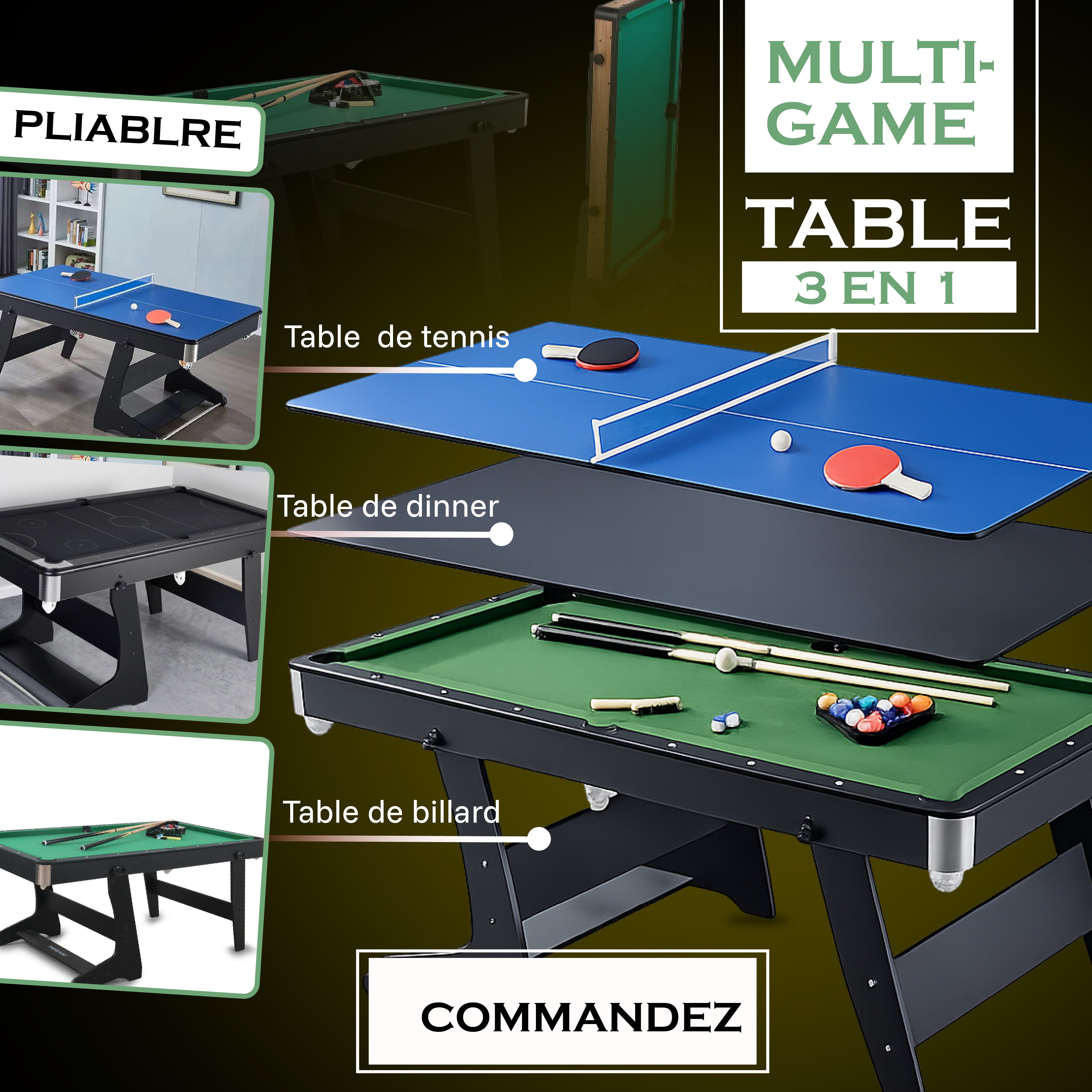 Jeu de billard pliable de table