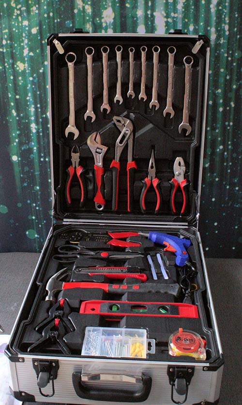 ci -Mallette à outils 499 pièces ensemble d'outils de réparation à domicile à  4 couches en aluminium